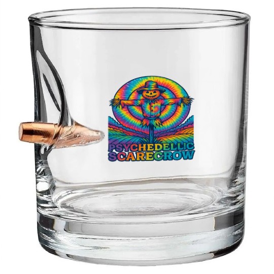 Psychedelic Scarecrow Trippy EDM Rave Festival Bullet Whiskey Glasses