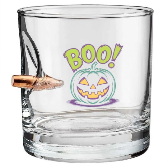 Spooky Halloween Jack-o'-Lantern Design Bullet Whiskey Glasses