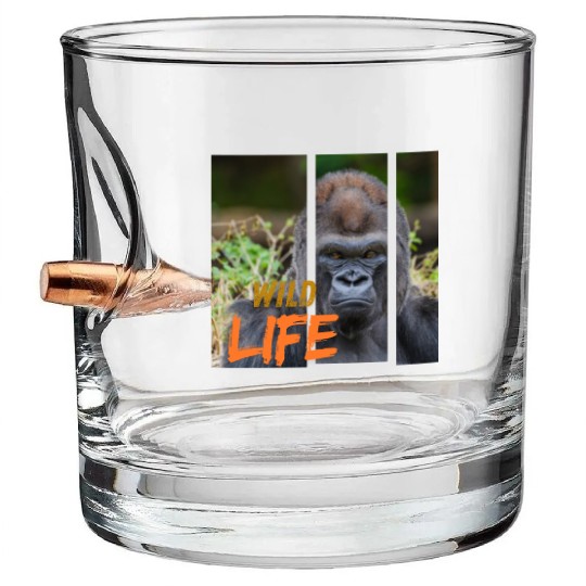 Gorilla Wildlife Portrait Bullet Whiskey Glasses