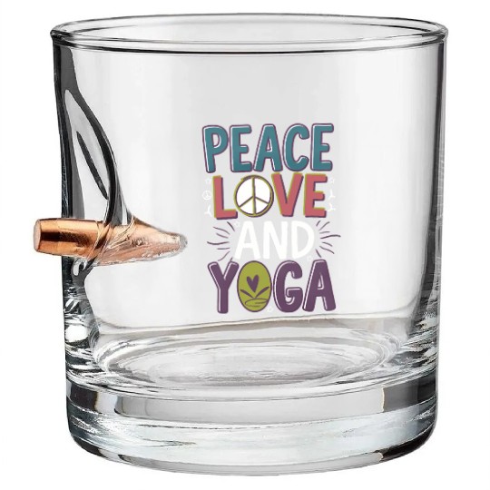 Peace Love Yoga Design Bullet Whiskey Glasses