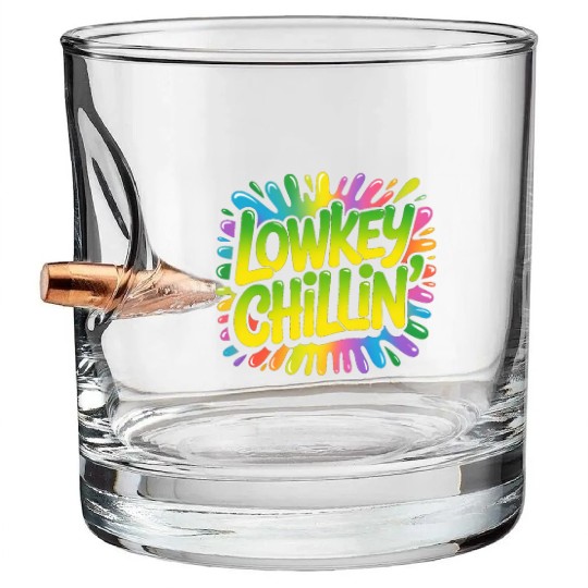 Retro Psychedelic Colorful Typography Bullet Whiskey Glasses