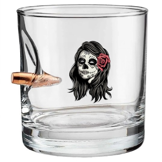 Santa Muerte Holy Woman Bullet Whiskey Glasses