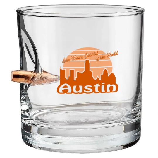 Austin Texas burnt orange Bullet Whiskey Glasses