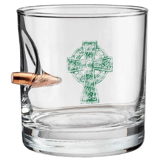 Classic Vintage Style Celtic Cross Crucifix Bullet Whiskey Glasses