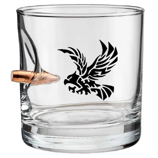 Tribal Eagle - Bird - Hawk - Flying - Freedom Bullet Whiskey Glasses