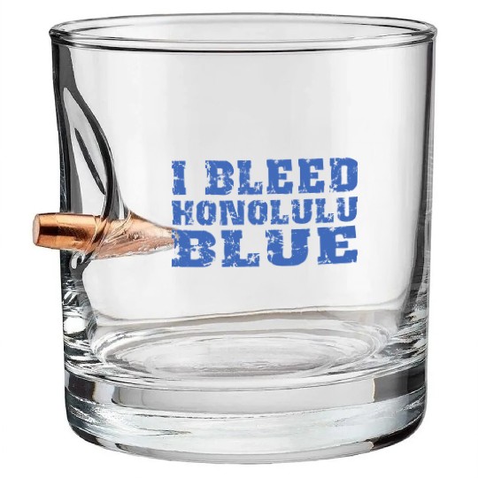 I Bleed Honolulu Blue Detroit Bullet Whiskey Glasses