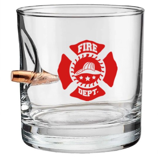Fire Brigade logo symbol design Bullet Whiskey Glasses