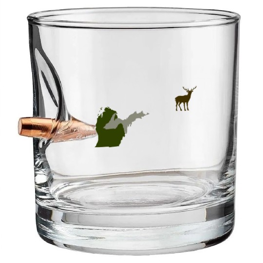 Funny Michigan Yooper Hunting Parody Deer Bullet Whiskey Glasses