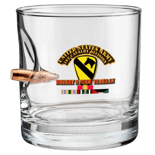 Army - 1st Cavalry Division - Desert Storm Veteran Bullet Whiskey Glasses