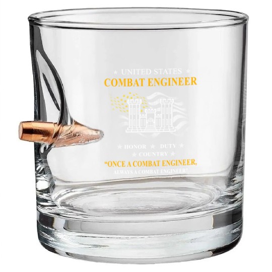 combat engineer, us army combat engineer, army com Bullet Whiskey Glasses