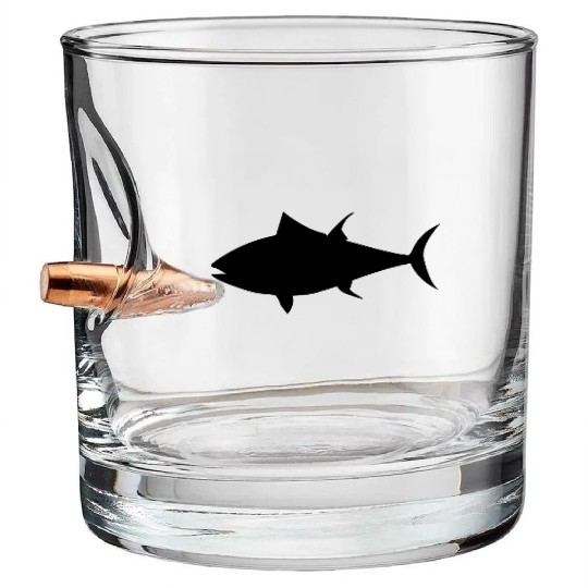 Tuna Fish Silhouette Bullet Whiskey Glasses