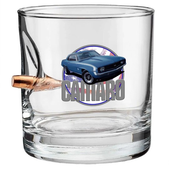 Bold Camaro in Blue Bullet Whiskey Glasses