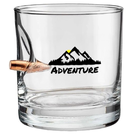 Mountains and Forest, Nature Adventuer Bullet Whiskey Glasses