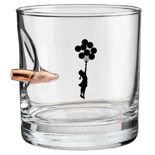 Banksy Girl with Balloons Bullet Whiskey Glasses