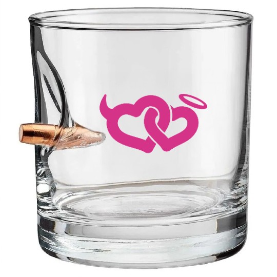 devil & angel hearts Bullet Whiskey Glasses