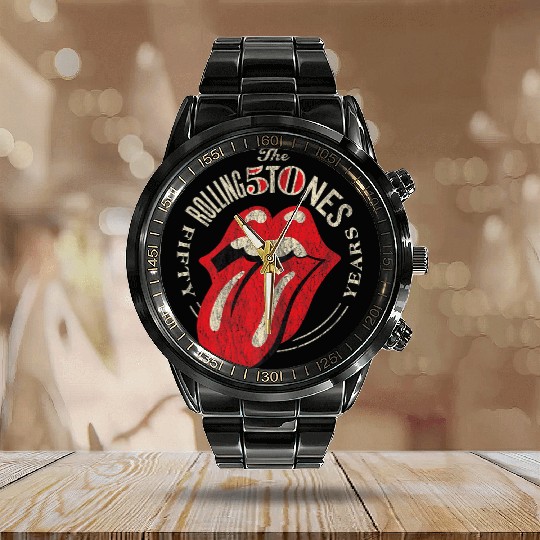 Mens The Rolling Stones 50th Anniversary Logo Premium Calendar Steel Band Watch