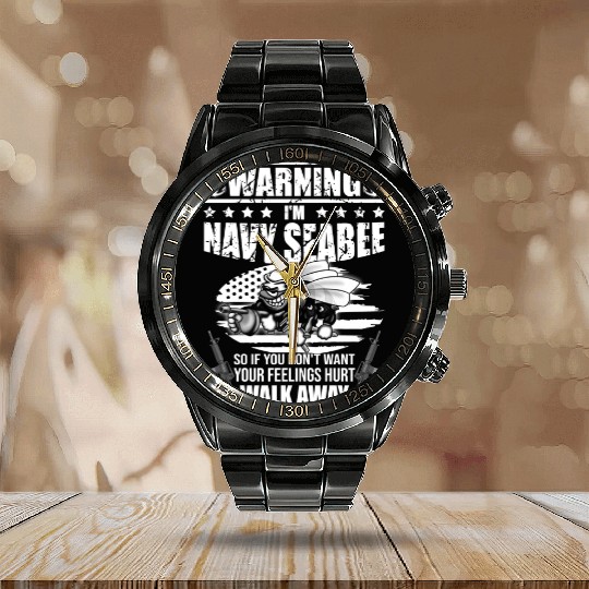 Navy Seabee - US Navy Vintage Seabees - Navy - Baseball Caps Calendar Steel Band Watch