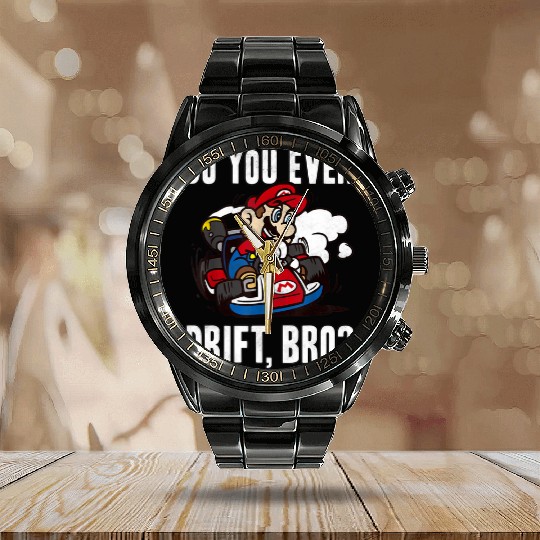 Mario Calendar Steel Band Watch Nintendo Mario Kart Do You Even Drift Bro Graphic