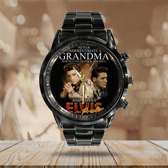 Discover Elvis Presley Calendar Steel Band Watch, Never Underestimate A Grandma Who Is A Fan Of Rock And Roll Elvis Presley Calendar Steel Band Watch, Music 90s Calendar Steel Band Watch, Gift For Fan