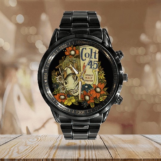 Colt 45 Party Mule 1982 Vintage Unisex Calendar Steel Band Watch