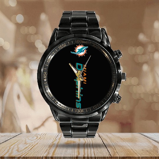 Discover Miami Dolphins Hooded Leather Jacket, Gift For Father Calendar Steel Band Watch