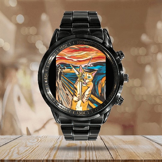 The scream of the cat Calendar Steel Band Watch