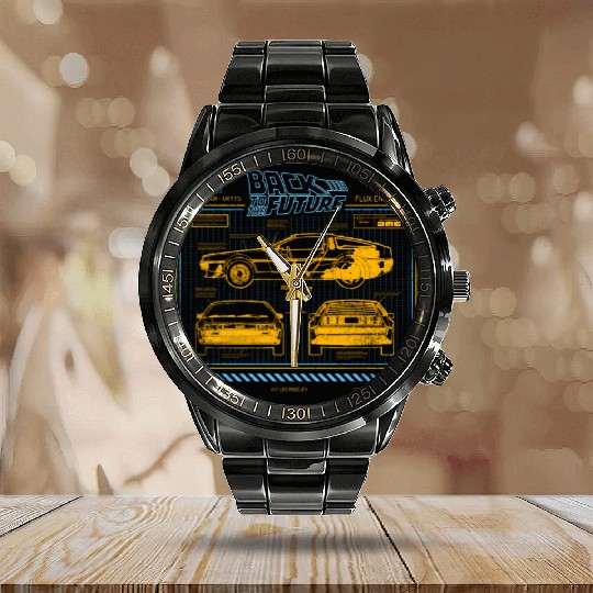 Back To The Future 35Th Anniversary Delorean Calendar Steel Band Watch