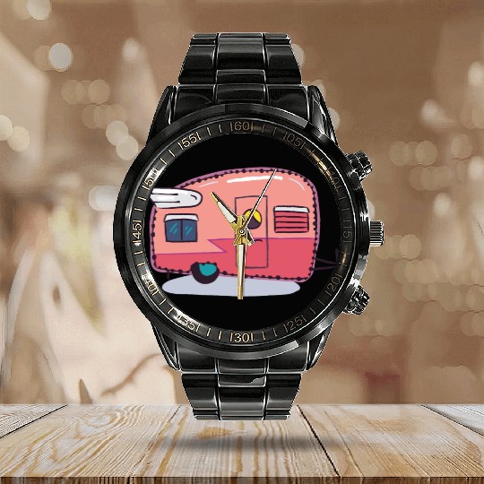 camper Calendar Steel Band Watch