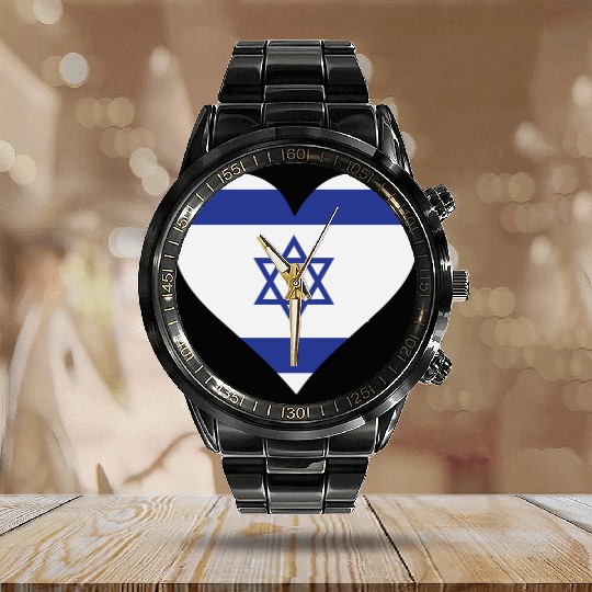 A Heart For Israel Calendar Steel Band Watch