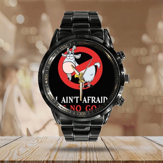 Cubs Goat Funny Calendar Steel Band Watch I Ain t Afraid of No Goat