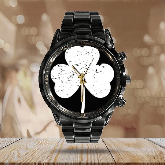 Shamrock white distressed Calendar Steel Band Watch