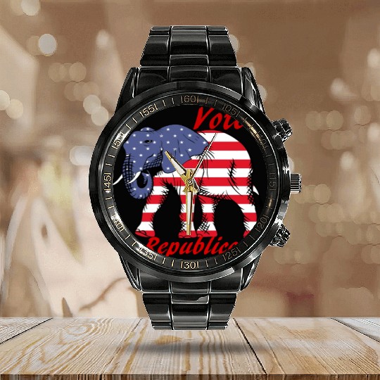 Vote Republican Calendar Steel Band Watch