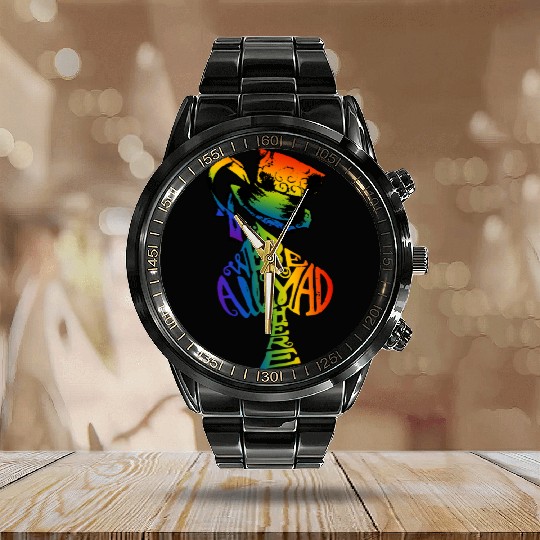 Alice in Wonderland | Were All Mad Here | Mad Hatter | LGBT Rainbow Calendar Steel Band Watch