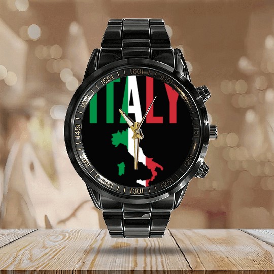 Italian Gift - Italy Map Country Calendar Steel Band Watch