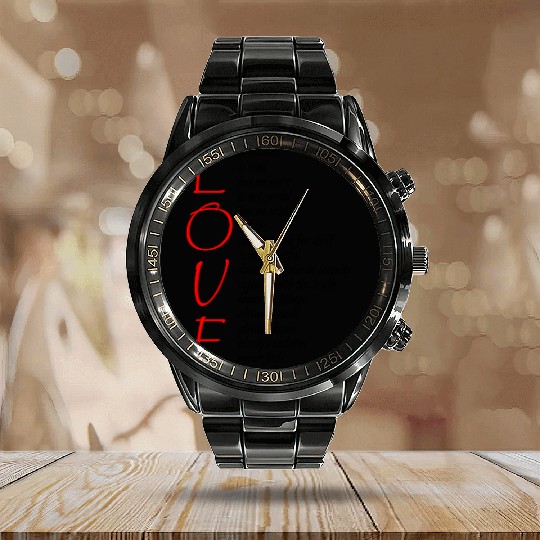 LOVE is Kind Christian Verse Patient Never Fails Bible God Jesus 1Cor 13 Black Calendar Steel Band Watch