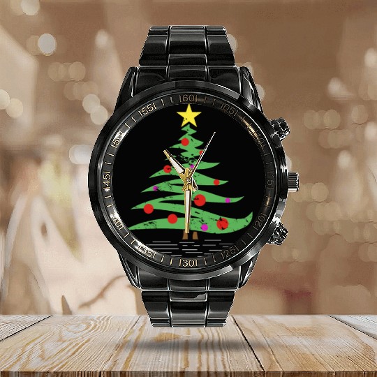 Christmas Tree gift winter kids grandparents Calendar Steel Band Watch