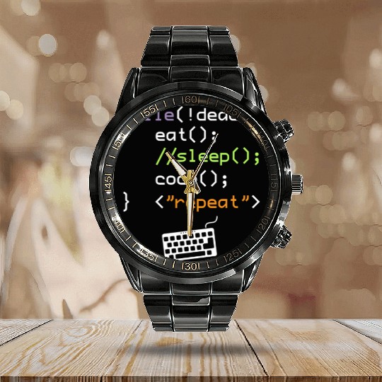Computer Science Programmer Calendar Steel Band Watch