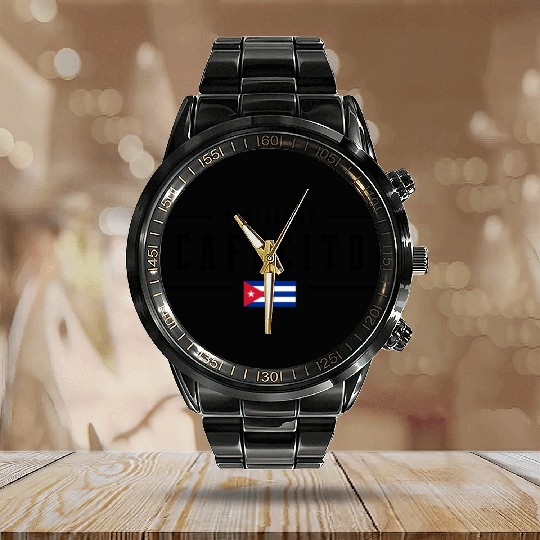 Powered by Cafecito Cuban Coffee Cuba Flag Calendar Steel Band Watch