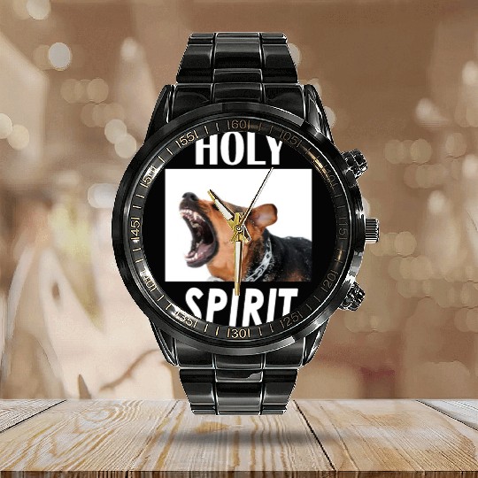Holy Spirit dog barking Calendar Steel Band Watch