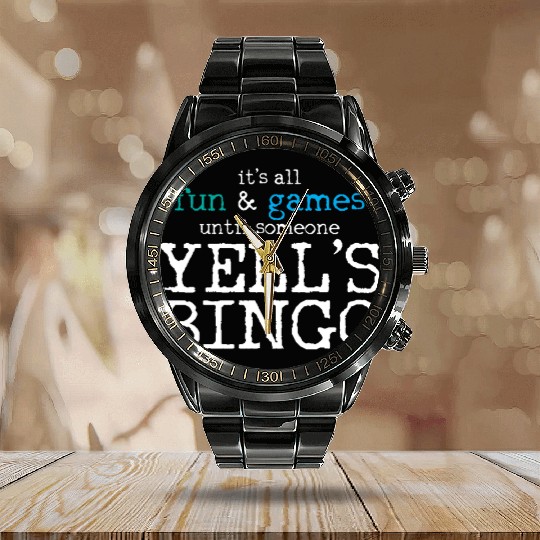 Bingo Winner Yell's Bingo Bingo Winning Card Calendar Steel Band Watch