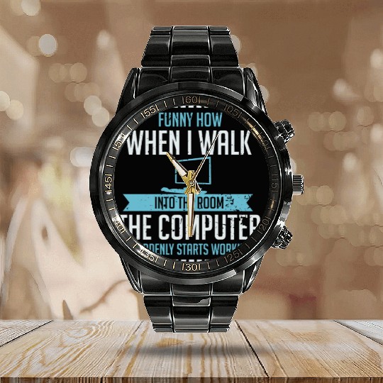 Funny Computer Geek Calendar Steel Band Watch: Tech Support I Software