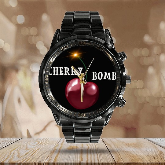 Cherry bomb big Calendar Steel Band Watch