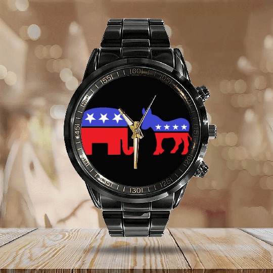 Democrat Republican Calendar Steel Band Watch