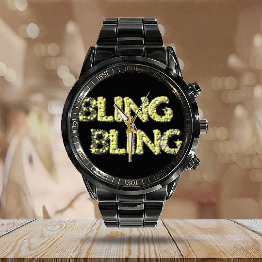 Bling bling jewelrey and riches diamond life Calendar Steel Band Watch