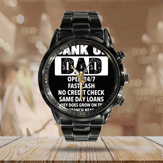 The Bank Of Dad Money Grows On Trees Father's Day Calendar Steel Band Watch