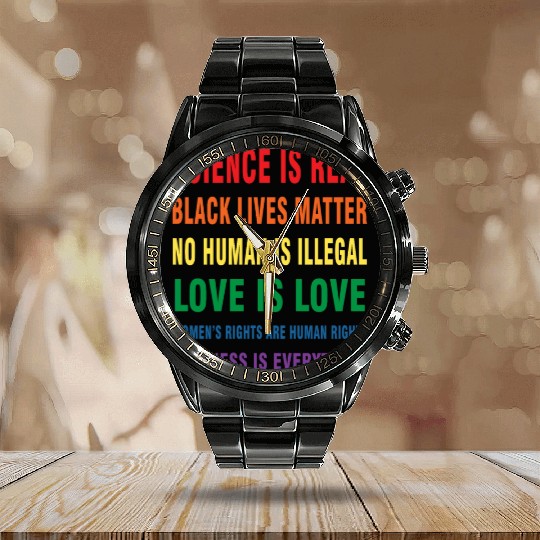 Science is real Calendar Steel Band Watch