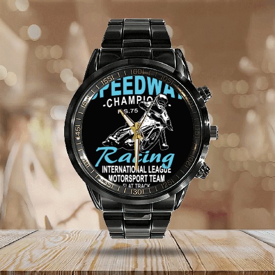 Motorcycle Speedway Racing Calendar Steel Band Watch
