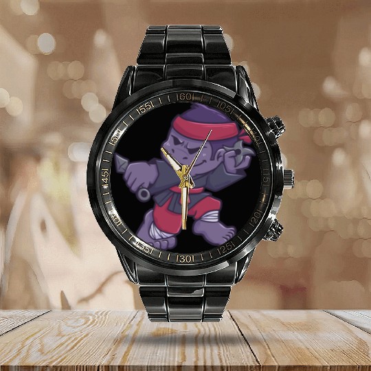 Gorilla Monkey Ninja Samurai gift Calendar Steel Band Watch