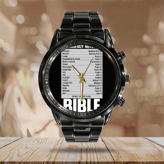 Bible Hotline Calendar Steel Band Watch