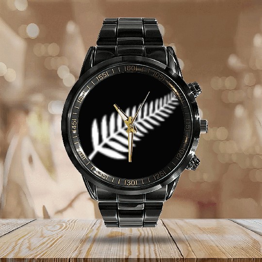 New Zealand's Silver Fern for Kiwis Calendar Steel Band Watch